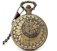 GPDNBIEU, Horloge astronomique de Prague, Montre de Poche analogique à Quartz, 12 Constellations, for Homme et Femme, chaîne 30 cm