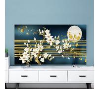 GPDNBIEU, Housse for téléviseurs et moniteurs d'ordinateur LCD/LED/Plasma en Tissu Doux avec imprimé Artistique coloré de 32 à 80 Pouces(Flower2,58-60inch)