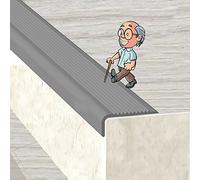 GPDNBIEU, Marches d'escalier antidérapantes, moulure de Nez Marche extérieure, Bandes prédécoupées Garniture Bord, for intérieur et extérieur, Largeur 1,5x4cm(Grey,L 6m/236.2in)