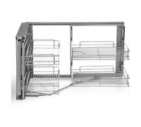 GPDNBIEU, Organisateurs d'angle Mort de 15 Pouces, Armoire de Base d'angle Magique extractible à Gauche, Organisateur d'armoire extractible à 2 Niveaux for Armoire de Cuisine(LeftOpen)