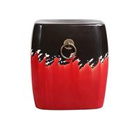 GPDNBIEU, Tabouret de Tambour en céramique, Tabouret carré for Chaussures, Ornements décoratifs, jetée brodé rétro(Red)