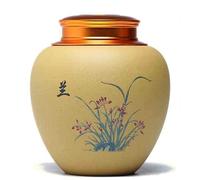 GPDNBIEU Urnes en céramique, Beaux Motifs de Fleurs et d'oiseaux - Urne funéraire décorative, urne commémorative(Orchid)