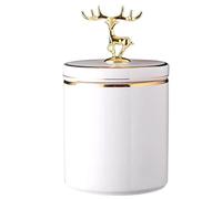 GPDNBIEU Urnes en céramique, Cendres d'animaux de Compagnie avec Motif Statue cerf doré - Urne for Cendres humaines Adultes, boîte d'urne for Chien et Chat, Cercueil(White,Large)