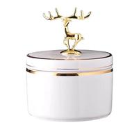 GPDNBIEU Urnes en céramique, Cendres d'animaux de Compagnie avec Motif Statue cerf doré - Urne for Cendres humaines Adultes, boîte d'urne for Chien et Chat, Cercueil(White,Small)