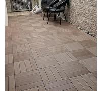 GPECTIFO Carreaux de Pont carrés à emboîtement, 1 pièce, Motif à Rayures, revêtement de Sol extérieur for Patio, Bord de Piscine, arrière-Cour, Garage, Sol décoratif(Coffee)