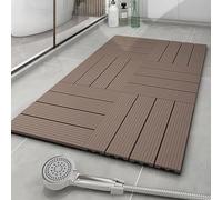 GPECTIFO Carrelage de Sol à emboîtement, 8 pièces, Deux Couleurs, Bois, Plastique, Patio, Jardin, Piscine, Salle de Bains(Coffee)