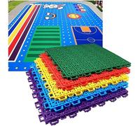 GPECTIFO Dalles de Sol modulaires emboîtables, Terrain de Basket-Ball for Maternelle avec Trous de Drainage, Dalles de Sol Sportives(Orange)