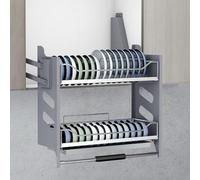 GPECTIFO Étagère Murale coulissante Robuste à 2 Niveaux for Vaisselle, Armoire coulissante for Cuisine, Armoire supérieure, étagère à épices, étagère Rabattable réglable(22.1)