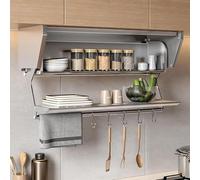 GPECTIFO Étagères inférieures de Cuisine en Aluminium for Un Espace de Rangement supplémentaire, étagères à épices rabattables, sous Les placards Suspendus et Les Murs de et du Garde-Manger(W23.6)