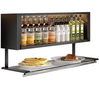 GPECTIFO Organisateur d'armoire Coulissant à 2 Niveaux, étagère à épices Rabattable avec capteur de lumière Rechargeable par USB for Buffet/Armoire/Placard étagère inférieure(H11.8,W27.5 xD7.3)