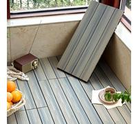 GPECTIFO Platelage carré en Bois et Plastique, Carreaux de terrasse en Bois Composite imbriqués de 24x12 Pouces, Carreaux de Patchwork de Bricolage for Patio extérieur Temps(Antique Wood Color)