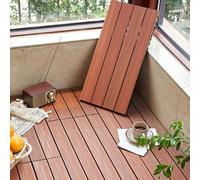 GPECTIFO Platelage carré en Bois et Plastique, Carreaux de terrasse en Bois Composite imbriqués de 24x12 Pouces, Carreaux de Patchwork de Bricolage for Patio extérieur Temps(Mahogany Color)