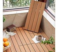 GPECTIFO Platelage carré en Bois et Plastique, Carreaux de terrasse en Bois Composite imbriqués de 24x12 Pouces, Carreaux de Patchwork de Bricolage for Patio extérieur Temps(Wood Color)