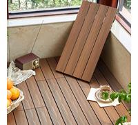 GPECTIFO Platelage carré en Bois et Plastique, Carreaux de terrasse en Bois Composite imbriqués de 24x12 Pouces, Carreaux de Patchwork de Bricolage for Patio extérieur Temps(Teak Color)