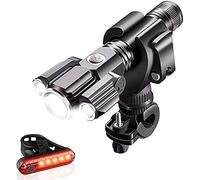 GPECTIFO Set de lumière de vélo, lumières de Cycle 4 Modes 3 lumières Avant et arrière-arrière 2200mAh USB USB Feux de Bicyclette Rechargeable Les phares imperméables Correspondent à Tous Les vélos
