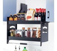 GPECTIFO Système de Support Mural for Vaisselle et épices for armoires supérieures Étagère supérieure de Cuisine Profonde Organisateur d'armoire escamotable(14.3)