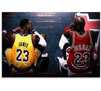 GPEIHANG Art Peinture Impression sur Toile Meilleur Joueur pour Toujours numéro 23 Lebron James Michael Jordan Affiches et Photos 23.6"x35.4"(60x90cm) sans Cadre