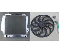 GPI Racing Radiateur en aluminium + Fan pour Wrangler YJ/TJ/LJ RHD 1987-2006 AT/MT 1988 1989 1990 1991