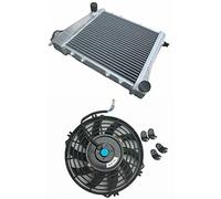 GPI Racing Radiateur + ventilateur en aluminium à 2 rangées pour Mi-ni Cooper Austin Rover Morris MT 1968 1969 1970 1971