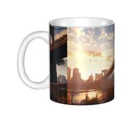 Gpkgsigt Brooklyn Bridge Mug en céramique pour cappuccino, latte, céréales, yaourt, lait, boissons chaudes ou froides Four à micro-ondes