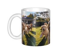 Gpkgsigt Golden Retriever Puppies Tasse en céramique pour cappuccino, latte, céréales, yaourt, lait, boissons chaudes ou froides Four à micro-ondes