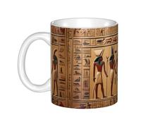 Gpkgsigt Mug en céramique avec impression hiéroglyphe de l'Égypte antique pour cappuccino, latte, céréales, yaourt, lait, boissons chaudes ou froides Four à micro-ondes