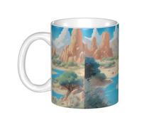 Gpkgsigt Oasis in the desert Mug en céramique pour cappuccino, latte, céréales, yaourt, lait, boissons chaudes ou froides Four à micro-ondes