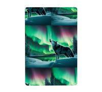 Gpkgsigt Peinture décorative en étain avec impression loups hurlant dans les aurores boréales 20,3 x 30,5 cm, fabriquée en fer blanc, résistant à l'usure et durable