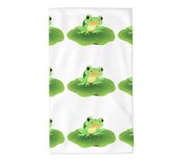 Gpkgsigt Serviettes de bain avec motif grenouille sur feuille de lotus - 69,8 x 40,6 cm - Douces pour la peau, absorbantes et douces - Pour salle de bain, plage, extérieur