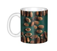 Gpkgsigt Tasse en céramique avec bordure en forme de pomme de pin pour cappuccino, latte, céréales, yaourt, lait, boissons chaudes ou froides, four à micro-ondes