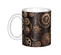 Gpkgsigt Tasse en céramique avec engrenages mécaniques steampunk pour cappuccino, latte, céréales, yaourt, lait, boissons chaudes ou froides, four à micro-ondes