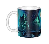 Gpkgsigt Tasse en céramique avec impression « Water Moon Cave » pour cappuccino, latte, céréales, yaourt, lait, boissons chaudes ou froides, four à micro-ondes