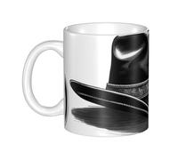 Gpkgsigt Tasse en céramique avec inscription « Cowboy », chapeau noir, bottes occidentales, cappuccino, latte, céréales, yaourt, lait, boissons chaudes ou froides, four à micro-ondes