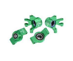 GPM Aluminium 7075 Alloy Front Steering Blocks & Rear Hub Stub Axle Carriers with Oversize Bearing for Traxxas 1/16 Mini Maxx 4WD RTR Brushless Monster Truck 107154-1 Upgrades - Green