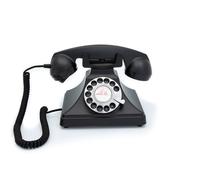 GPO 200 Téléphone à Cadran - Téléphone Fixe Rétro, Design vintage bakélite, Style années 30 -Noir