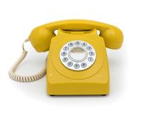 Gpo 746 téléphone fixe rétro bouton poussoir - jaune