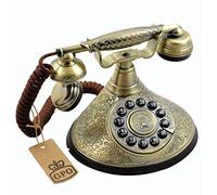 GPO Duchesse -Téléphone à bouton-poussoir vintage avec cordon en tissu - Finition en métal bronze