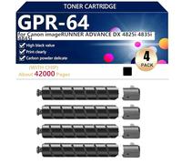GPR-64 Cartouche de Toner de Remplacement Compatible pour Canon imageRUNNER Advance DX 4825i 4835i 4845i Imprimantes, Haute Capacité 42000 Pages, Facile à Installer Installation,Black-4 Pack