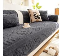 GPRL Housse De Canapé en Peluche À Motif Floral Protection Chaude pour Canapé avec Base Antidérapante en Silicone Housse Adaptée Aux Animaux De Compagnie pour Canapés Multi-Places(90 * 240cm)
