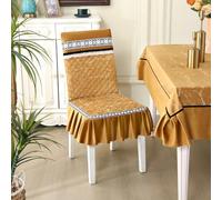 GPRL Housses De Chaises De Salle À Manger Européennes De Luxe avec Bordure en Dentelle Et Jupe À Volants Extensibles pour La Cuisine La Salle À Manger Et La Décoration De Fêtes (doré)