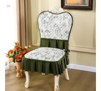 GPRL Housses De Chaises De Salle À Manger Vintage À Motifs Floraux Matelassées Vertes Et Blanches Protections De Chaises Extensibles pour Chaises De Style Européen