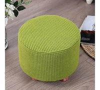GPRTPL 1 pièce Housse de Rangement pour Salon/Chambre à Coucher Housse de Repose-Pieds Ronde avec Fond Extensible, Housse de Tabouret de siège en Jacquard Extensible-Vert foncé-4 pièces