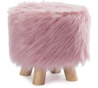 GPRTPL Housse de Luxe en Fausse Fourrure, Petite Housse de Repose-Pieds avec Fond élastique, Mini Housse de Pouf Ronde pour Repose-Pieds, Protection de Meubles - Rose