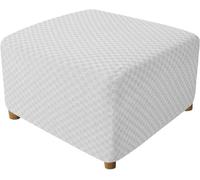 GPRTPL Housse de Protection Extensible pour Repose-Pieds carré, Housse de Protection pour Tabouret de Rangement, Housse Tout Compris, Housse de Pouf Lavable, Blanche