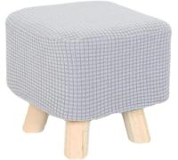 GPRTPL Housse de Repose-Pieds carrée Extensible, Housse en Jacquard élastique avec Fond élastique, Housse de Pouf Amovible, Housse de Protection pour Repose-Pieds - Gris Clair - pour Tabouret Bas