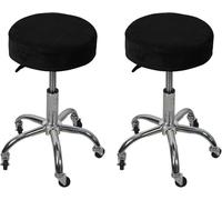 GPRTPL Housse de Tabouret en Velours, Housse de siège Ronde, Housse de Tabouret de Bar Extensible, Housse de Chaise relevable pour Salle à Manger, fête, café, Noir, 1 pièce S