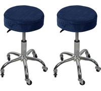 GPRTPL Housse de Tabouret en Velours, Housse de siège Ronde, Housse de Tabouret de Bar Extensible, Housse de Chaise relevable pour Salle à Manger, fête, café, Bleu Marine, 1 pièce S