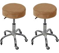 GPRTPL Housses de Tabouret en Velours, Housse de siège Ronde, Housse de Tabouret de Bar Extensible, Housse de Chaise relevable pour Salle à Manger, fête, café-Kaki-6 pièces