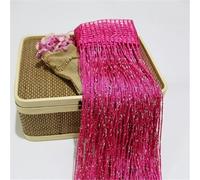 GPRTPL Rideau de Porte à Paillettes avec Ruban argenté et Pompon Brillant pour décoration de Chambre ou de Maison, 200 x 95 cm, Rose Rouge