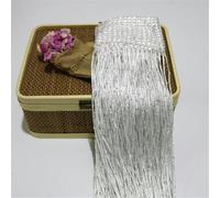 GPRTPL Rideau de Porte à Paillettes avec Ruban argenté et Pompon Brillant pour décoration de Chambre ou de Maison, 200 x 95 cm, Blanc